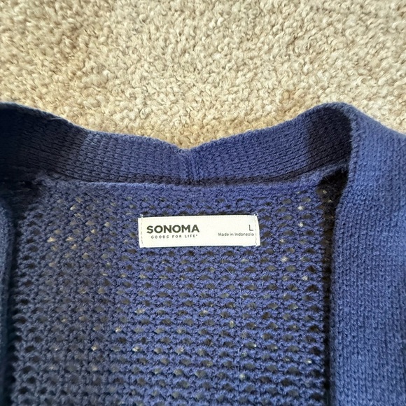 Sonoma Goods for Life Navy Blue Open Knit Cardigan Women’s L - Picture 2 of 5